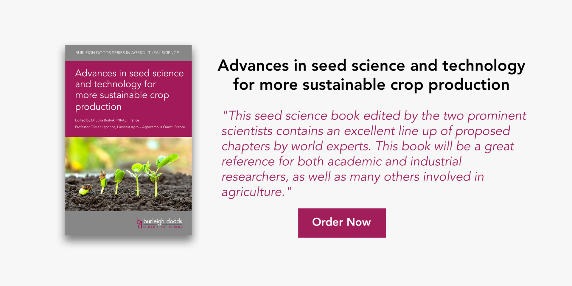 Advances in seed science and technology for more sustainable crop production